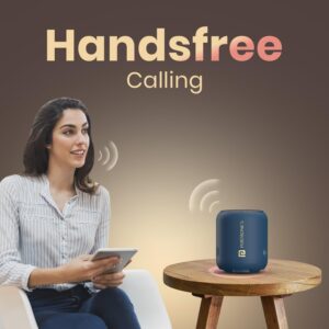 portronics sounddrum 1 12w tws portable bluetooth speaker with powerful bass, bluetooth 5.3v, 360° surround sound, usb drive in, type c fast charging(blue)