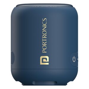 portronics sounddrum 1 12w tws portable bluetooth speaker with powerful bass, bluetooth 5.3v, 360° surround sound, usb drive in, type c fast charging(blue)