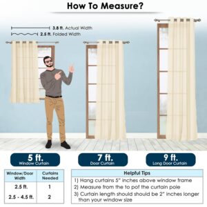 story@home window sheer curtains 5 feet set of 2 | solid printed | semi transparent window curtain | net curtains | curtain for living room | (118 x 152 cm, beige) | perfect for home decor