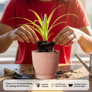 amazon brand solimo indoor and outdoor round 5 inch/12.9cm flower planter pot best for terrace/balcony/home/office décor set of 5